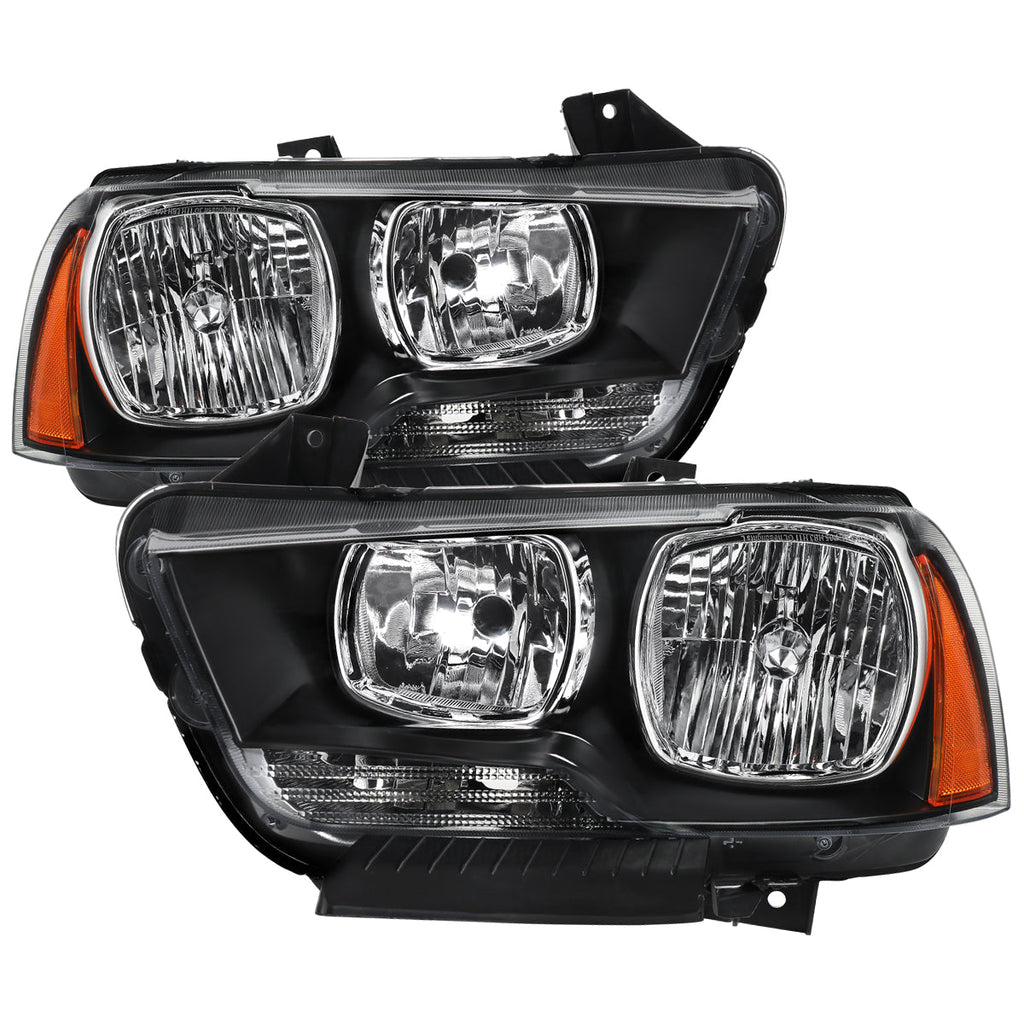 2011-2014 Dodge Charger LD Factory Style Halogen Headlights (Matte Black Housing / Clear Lens)