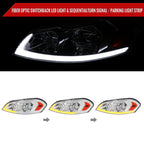 2006-2013 Chevrolet Impala / 2014-2016 Impala Limited / 2006-2007 Monte Carlo Switchback Sequential LED Bar Headlights (Chrome Housing / Clear Lens)