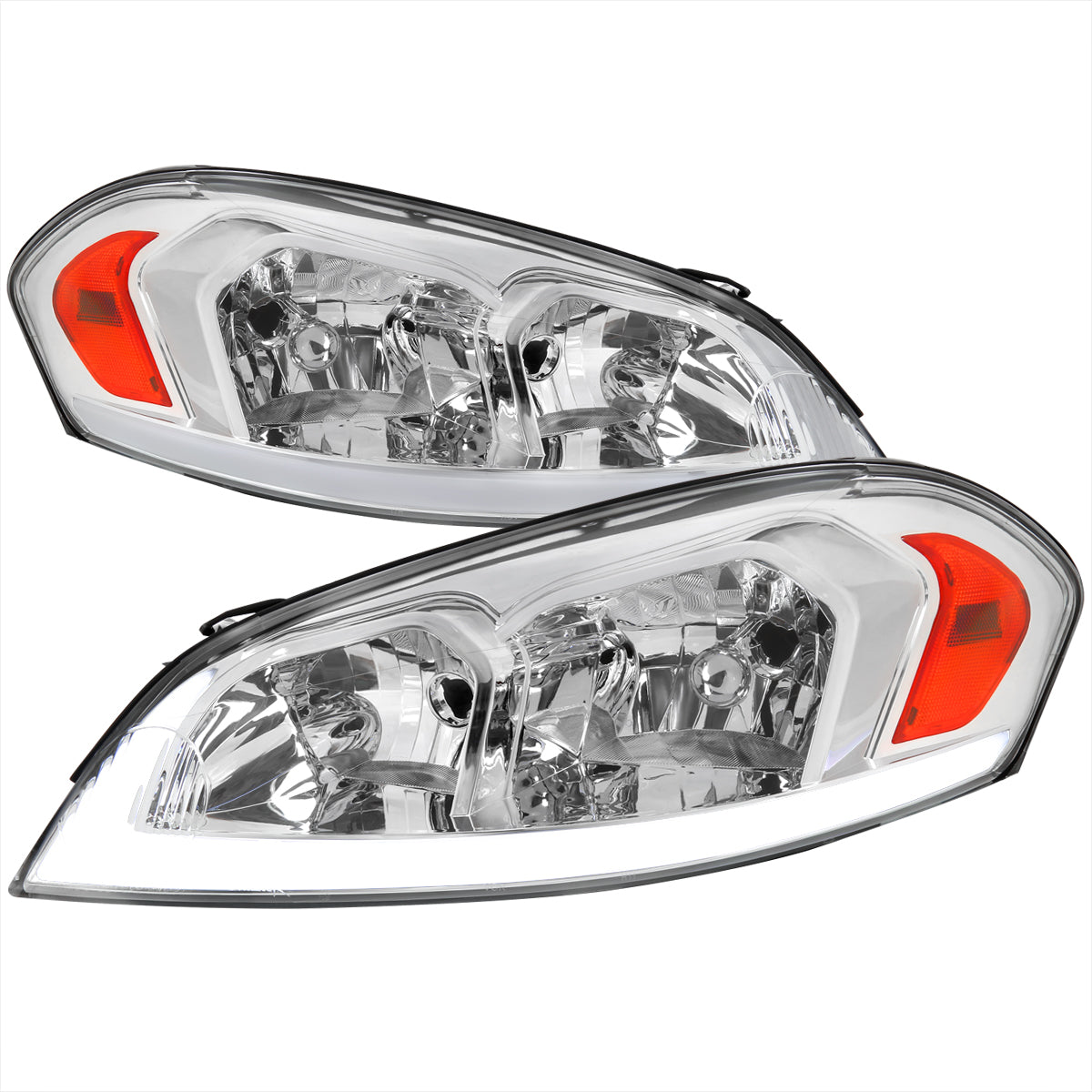 2006-2013 Chevrolet Impala / 2014-2016 Impala Limited / 2006-2007 Monte Carlo Switchback Sequential LED Bar Headlights (Chrome Housing / Clear Lens)