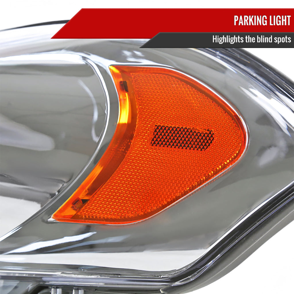2006-2013 Chevrolet Impala / 2014-2016 Impala Limited / 2006-2007 Monte Carlo Crystal Headlights w/ Amber Reflectors (Chrome Housing / Clear Lens)