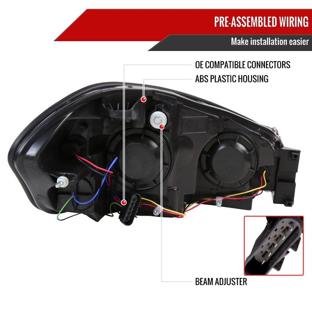 2006-2013 Chevrolet Impala / 2014-2016 Impala Limited / 2006-2007 Monte Carlo Crystal Headlights w/ Amber Reflectors (Chrome Housing / Clear Lens)
