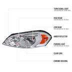 2006-2013 Chevrolet Impala / 2014-2016 Impala Limited / 2006-2007 Monte Carlo Crystal Headlights w/ Amber Reflectors (Chrome Housing / Clear Lens)