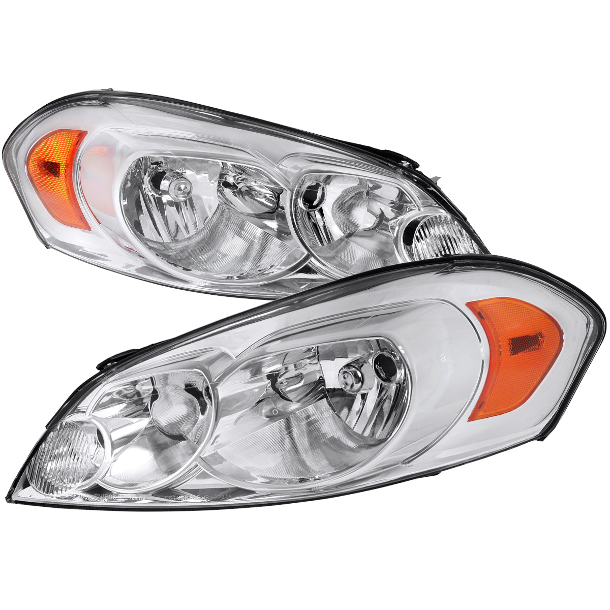 2006-2013 Chevrolet Impala / 2014-2016 Impala Limited / 2006-2007 Monte Carlo Crystal Headlights w/ Amber Reflectors (Chrome Housing / Clear Lens)