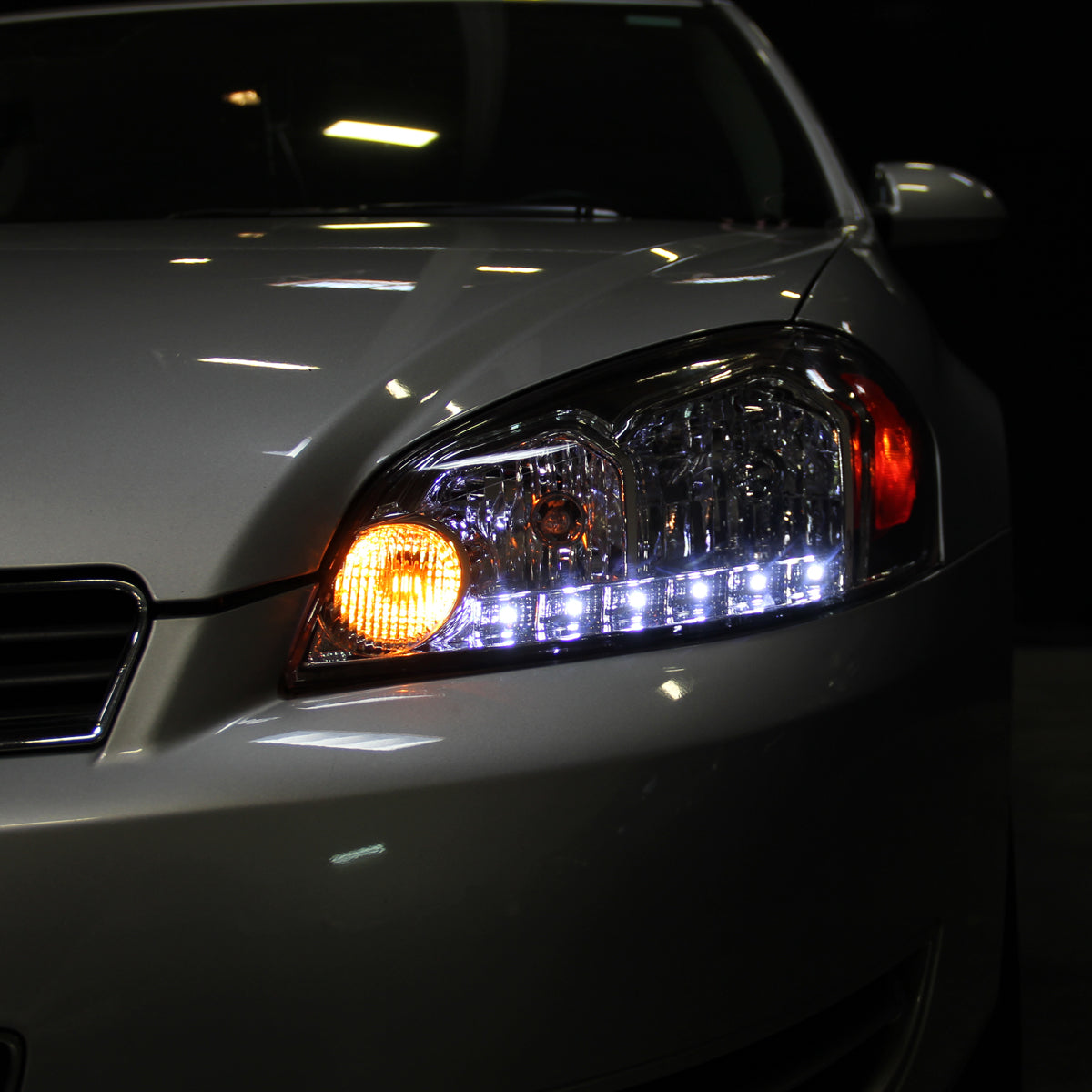 2006-2013 Chevrolet Impala / 2014-2015 Impala Limited / 2006-2007 Monte Carlo Crystal Headlights w/ LED Strip (Chrome Housing / Clear Lens)