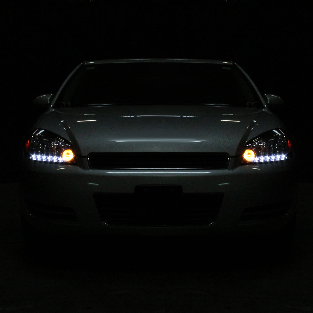 2006-2013 Chevrolet Impala / 2014-2015 Impala Limited / 2006-2007 Monte Carlo Crystal Headlights w/ LED Strip (Chrome Housing / Clear Lens)