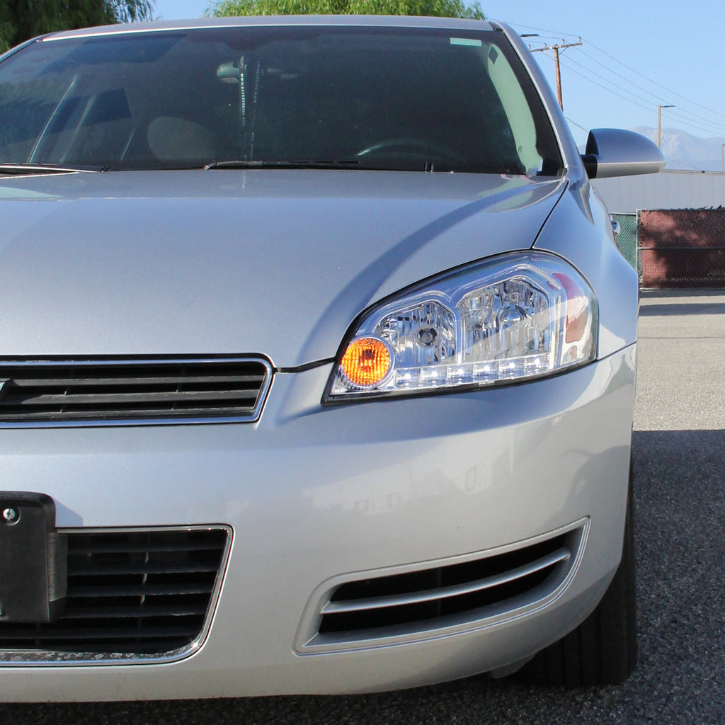 2006-2013 Chevrolet Impala / 2014-2015 Impala Limited / 2006-2007 Monte Carlo Crystal Headlights w/ LED Strip (Chrome Housing / Clear Lens)