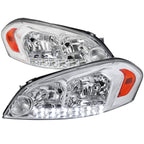 2006-2013 Chevrolet Impala / 2014-2015 Impala Limited / 2006-2007 Monte Carlo Crystal Headlights w/ LED Strip (Chrome Housing / Clear Lens)