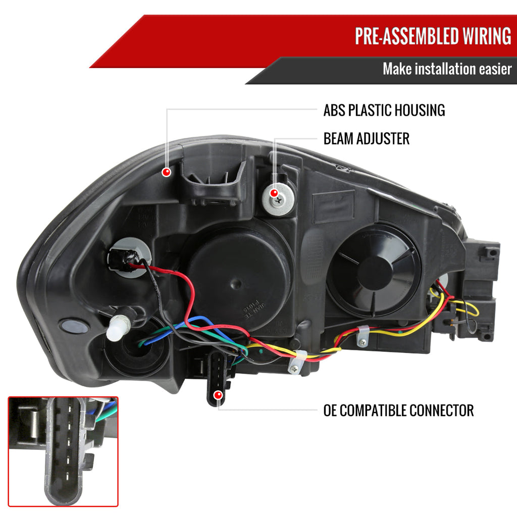 2006-2013 Chevrolet Impala / 2014-2016 Impala Limited / 2006-2007 Monte Carlo Switchback Sequential LED Bar Headlights (Chrome Housing / Clear Lens)