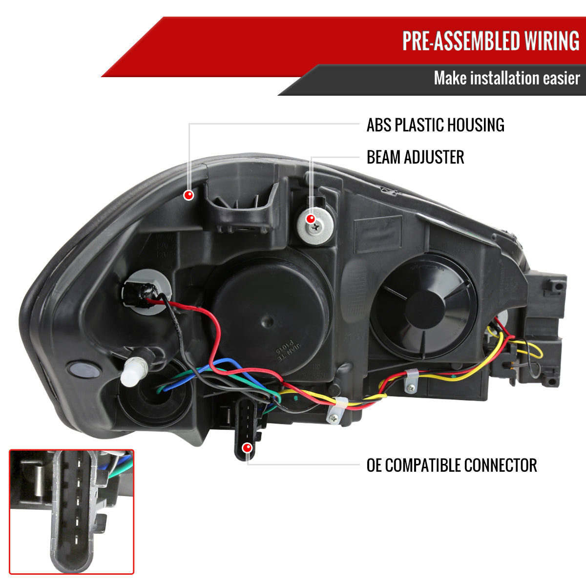 2006-2013 Chevrolet Impala / 2014-2016 Impala Limited / 2006-2007 Monte Carlo Switchback Sequential LED Bar Headlights (Matte Black Housing / Clear Lens)