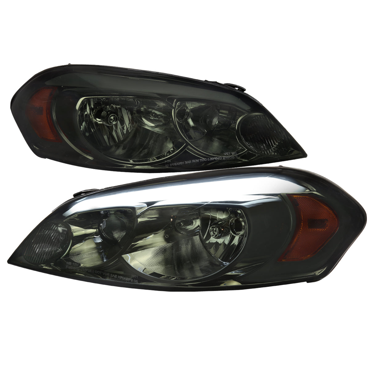 2006-2013 Chevrolet Impala / 2006-2007 Monte Carlo / 2014-2016 Impala Limited Factory Style Headlights w/ LED Strip (Chrome Housing / Smoked Lens)