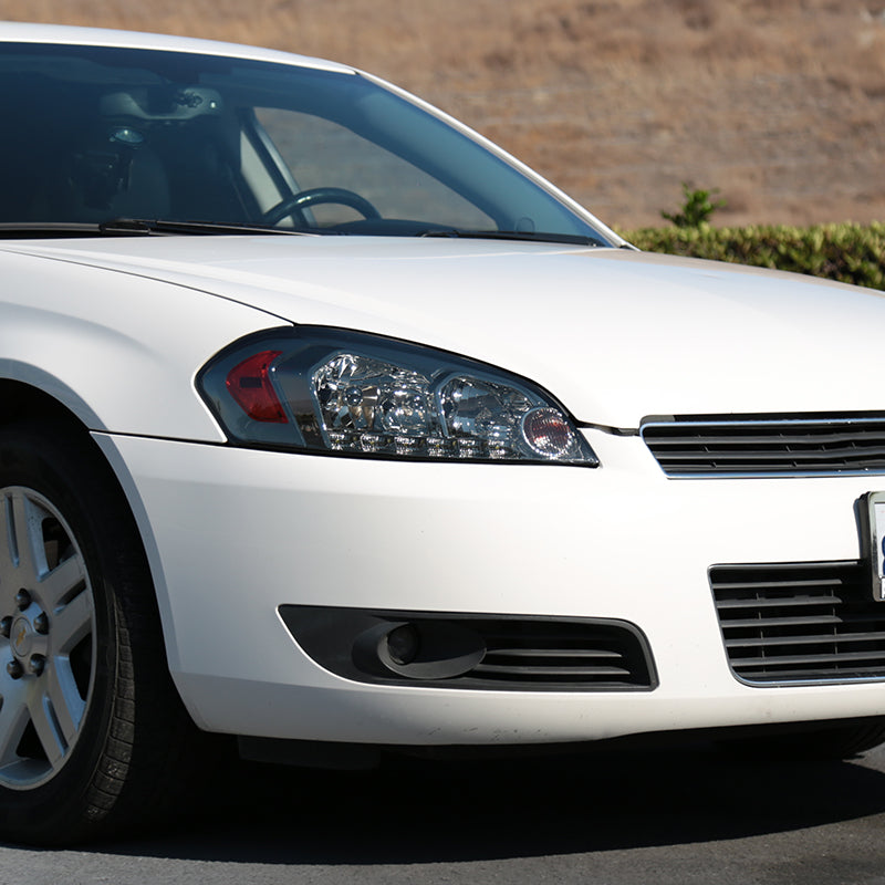 2006-2013 Chevrolet Impala / 2014-2015 Impala Limited / 2006-2007 Monte Carlo Crystal Headlights w/ LED Strip (Chrome Housing / Smoked Lens)