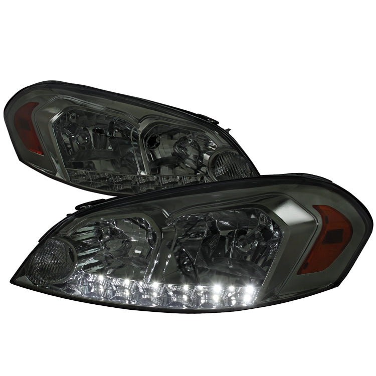 2006-2013 Chevrolet Impala / 2014-2015 Impala Limited / 2006-2007 Monte Carlo Crystal Headlights w/ LED Strip (Chrome Housing / Smoked Lens)