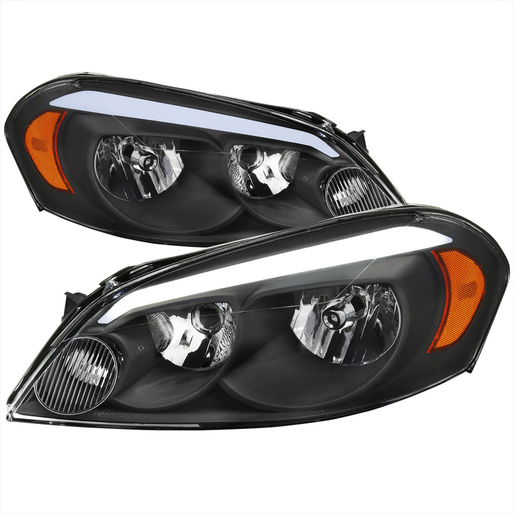 2006-2013 Chevrolet Impala / 2006-2007 Monte Carlo / 2014-2016 Impala Limited Factory Style Headlights w/ LED Strip (Matte Black Housing / Clear Lens)