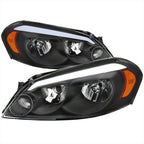 2006-2013 Chevrolet Impala / 2006-2007 Monte Carlo / 2014-2016 Impala Limited Factory Style Headlights w/ LED Strip (Matte Black Housing / Clear Lens)