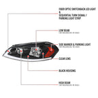 2006-2013 Chevrolet Impala / 2014-2016 Impala Limited / 2006-2007 Monte Carlo Switchback Sequential LED Bar Headlights (Matte Black Housing / Clear Lens)