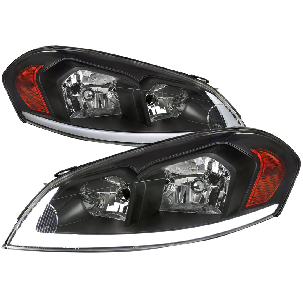2006-2013 Chevrolet Impala / 2014-2016 Impala Limited / 2006-2007 Monte Carlo Switchback Sequential LED Bar Headlights (Matte Black Housing / Clear Lens)