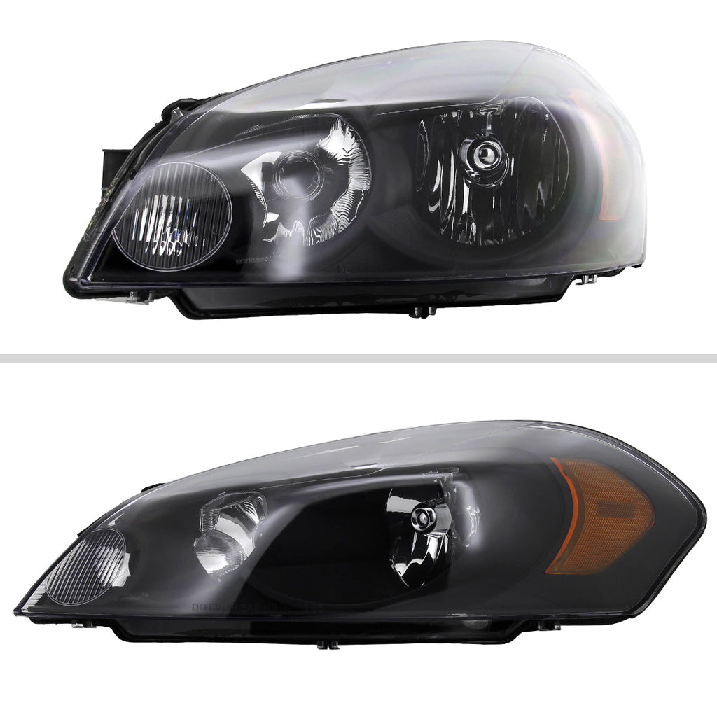 2006-2013 Chevrolet Impala / 2014-2016 Impala Limited / 2006-2007 Monte Carlo Crystal Headlights w/ Amber Reflectors (Matte Black Housing / Clear Lens)
