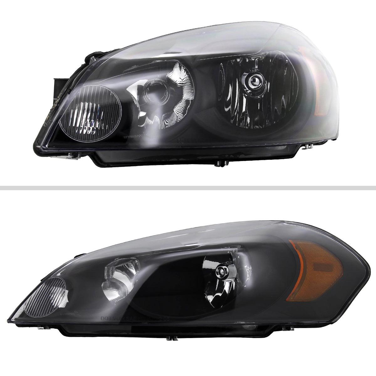 2006-2013 Chevrolet Impala / 2014-2016 Impala Limited / 2006-2007 Monte Carlo Crystal Headlights w/ Amber Reflectors (Matte Black Housing / Clear Lens)