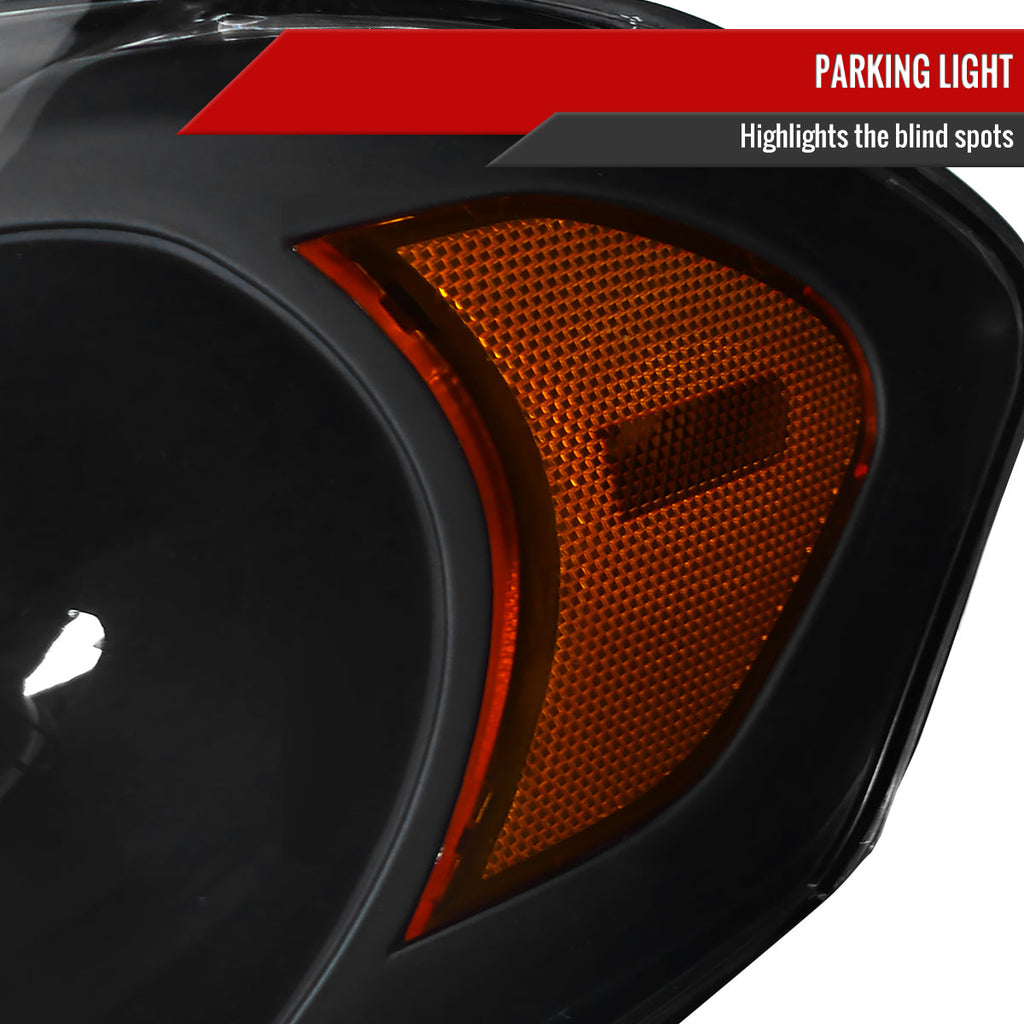 2006-2013 Chevrolet Impala / 2014-2016 Impala Limited / 2006-2007 Monte Carlo Crystal Headlights w/ Amber Reflectors (Matte Black Housing / Clear Lens)
