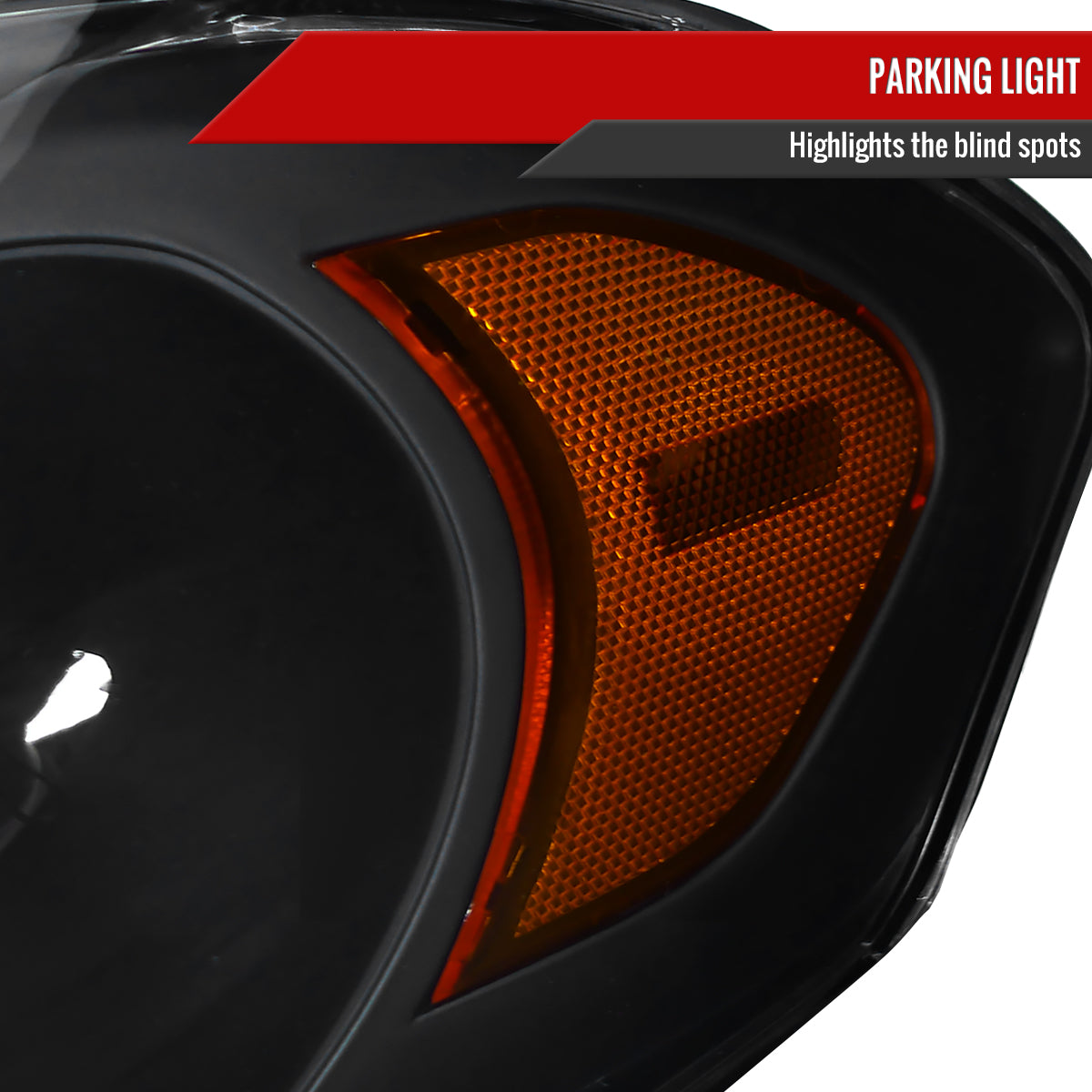 2006-2013 Chevrolet Impala / 2014-2016 Impala Limited / 2006-2007 Monte Carlo Crystal Headlights w/ Amber Reflectors (Matte Black Housing / Clear Lens)