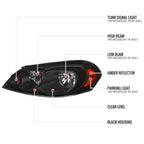 2006-2013 Chevrolet Impala / 2014-2016 Impala Limited / 2006-2007 Monte Carlo Crystal Headlights w/ Amber Reflectors (Matte Black Housing / Clear Lens)