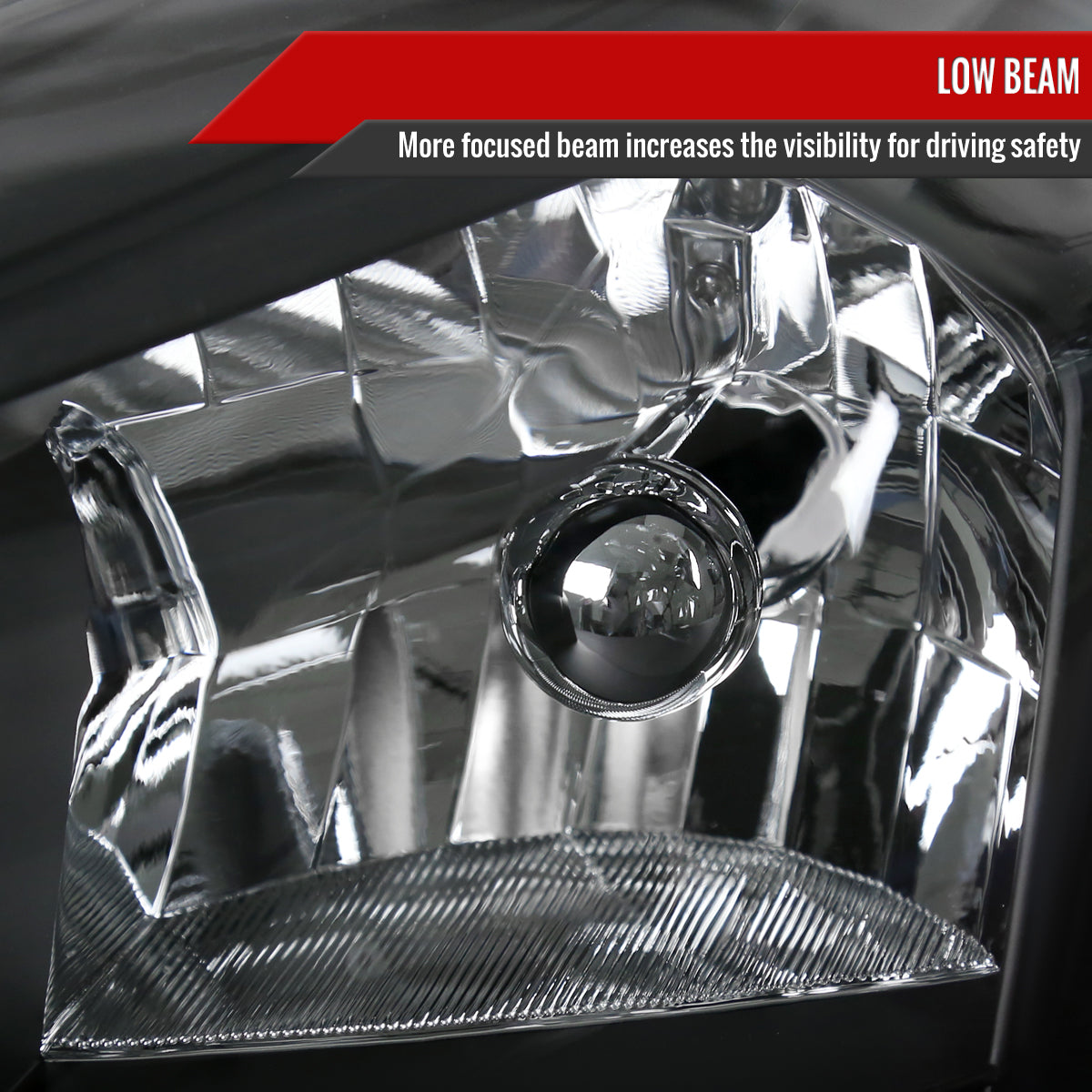 2006-2013 Chevrolet Impala / 2014-2015 Impala Limited / 2006-2007 Monte Carlo Crystal Headlights w/ LED Strip (Matte Black Housing / Clear Lens)