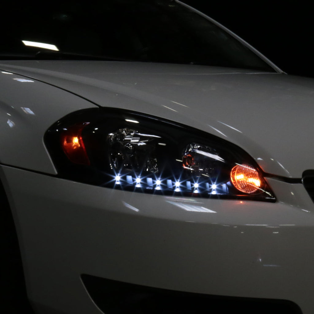 2006-2013 Chevrolet Impala / 2014-2015 Impala Limited / 2006-2007 Monte Carlo Crystal Headlights w/ LED Strip (Matte Black Housing / Clear Lens)