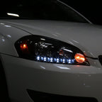 2006-2013 Chevrolet Impala / 2014-2015 Impala Limited / 2006-2007 Monte Carlo Crystal Headlights w/ LED Strip (Matte Black Housing / Clear Lens)