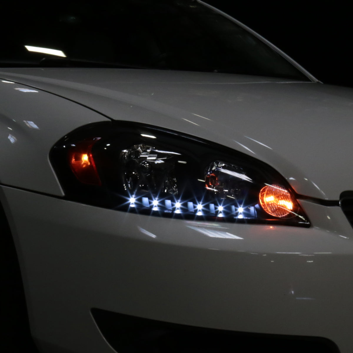 2006-2013 Chevrolet Impala / 2014-2015 Impala Limited / 2006-2007 Monte Carlo Crystal Headlights w/ LED Strip (Matte Black Housing / Clear Lens)