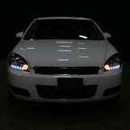2006-2013 Chevrolet Impala / 2014-2015 Impala Limited / 2006-2007 Monte Carlo Crystal Headlights w/ LED Strip (Matte Black Housing / Clear Lens)