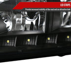 2006-2013 Chevrolet Impala / 2014-2015 Impala Limited / 2006-2007 Monte Carlo Crystal Headlights w/ LED Strip (Matte Black Housing / Clear Lens)