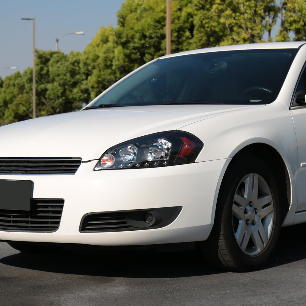 2006-2013 Chevrolet Impala / 2014-2015 Impala Limited / 2006-2007 Monte Carlo Crystal Headlights w/ LED Strip (Matte Black Housing / Clear Lens)