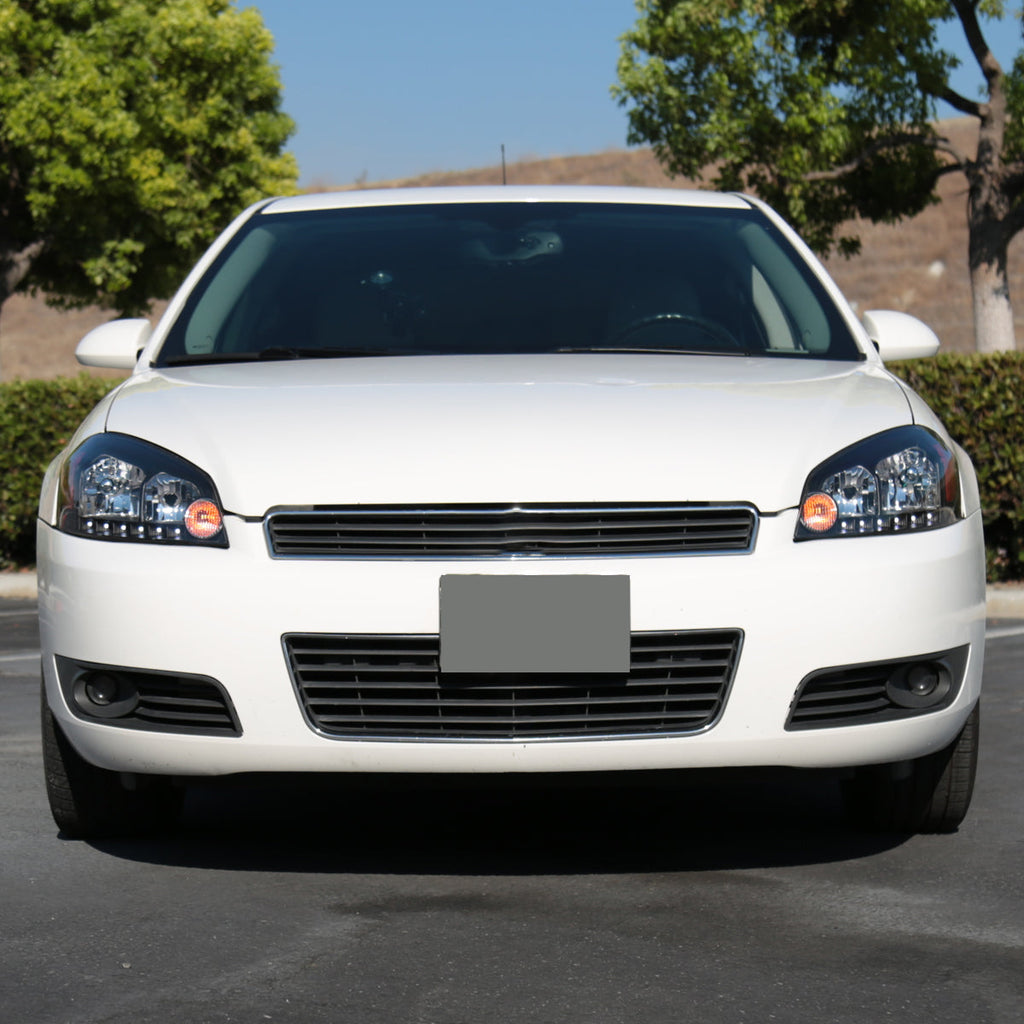 2006-2013 Chevrolet Impala / 2014-2015 Impala Limited / 2006-2007 Monte Carlo Crystal Headlights w/ LED Strip (Matte Black Housing / Clear Lens)