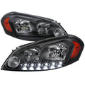 2006-2013 Chevrolet Impala / 2014-2015 Impala Limited / 2006-2007 Monte Carlo Crystal Headlights w/ LED Strip (Matte Black Housing / Clear Lens)