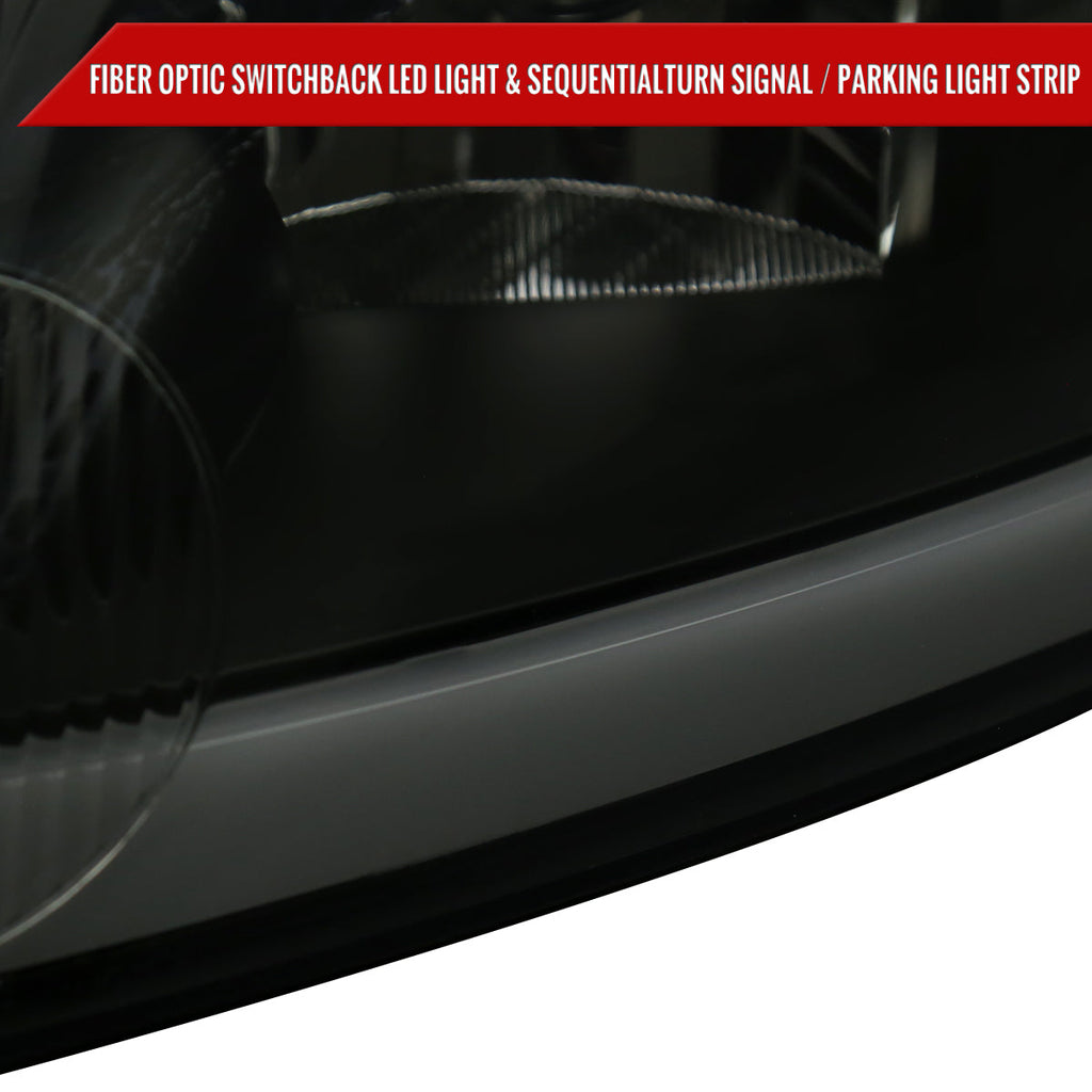 2006-2013 Chevrolet Impala / 2014-2016 Impala Limited / 2006-2007 Monte Carlo Switchback Sequential LED Bar Headlights (Matte Black Housing / Smoked Lens)