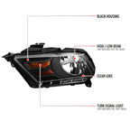 2010-2014 Ford Mustang S197 Factory Style Headlights (Matte Black Housing / Clear Lens)