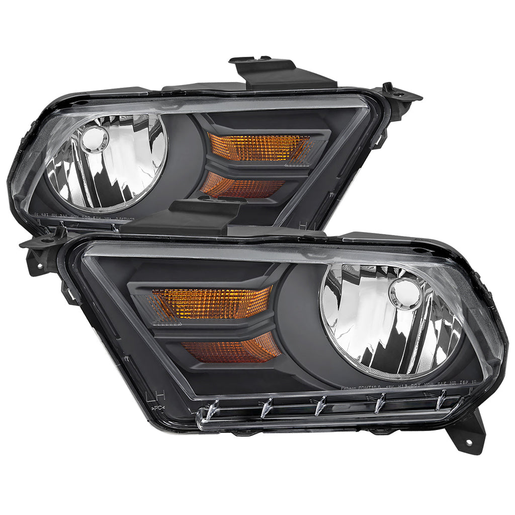 2010-2014 Ford Mustang S197 Factory Style Headlights (Matte Black Housing / Clear Lens)