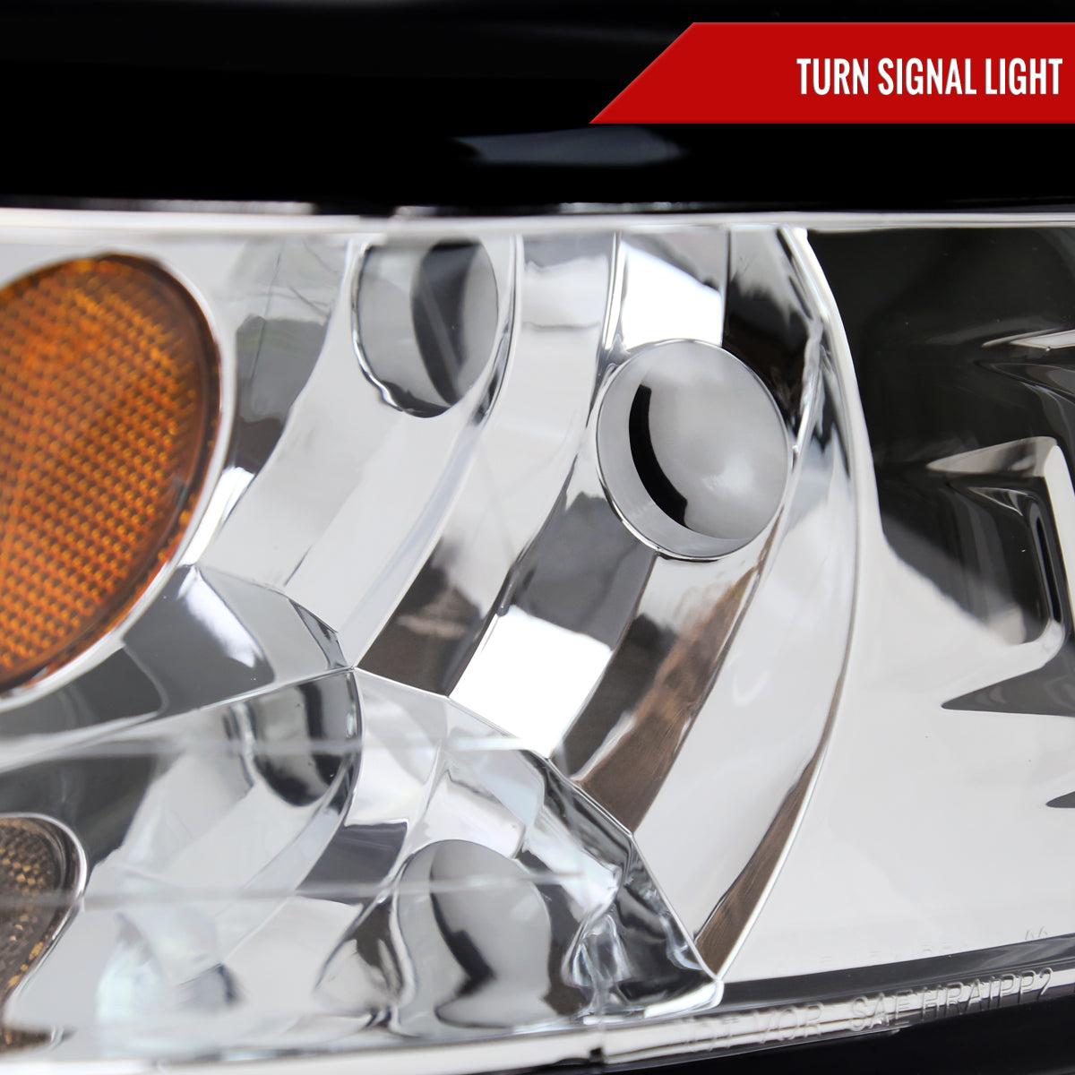 1999-2004 Ford Mustang New Edge LED Bar Factory Style Headlights with Amber Reflector (Chrome Housing / Clear Lens)