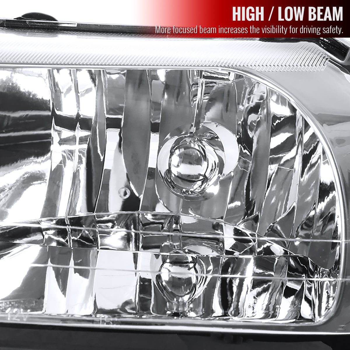 1999-2004 Ford Mustang New Edge Factory Style Headlights w/ Amber Reflectors (Chrome Housing / Clear Lens)