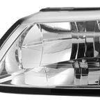 1999-2004 Ford Mustang New Edge Factory Style Headlights w/ Amber Reflectors (Chrome Housing / Clear Lens)