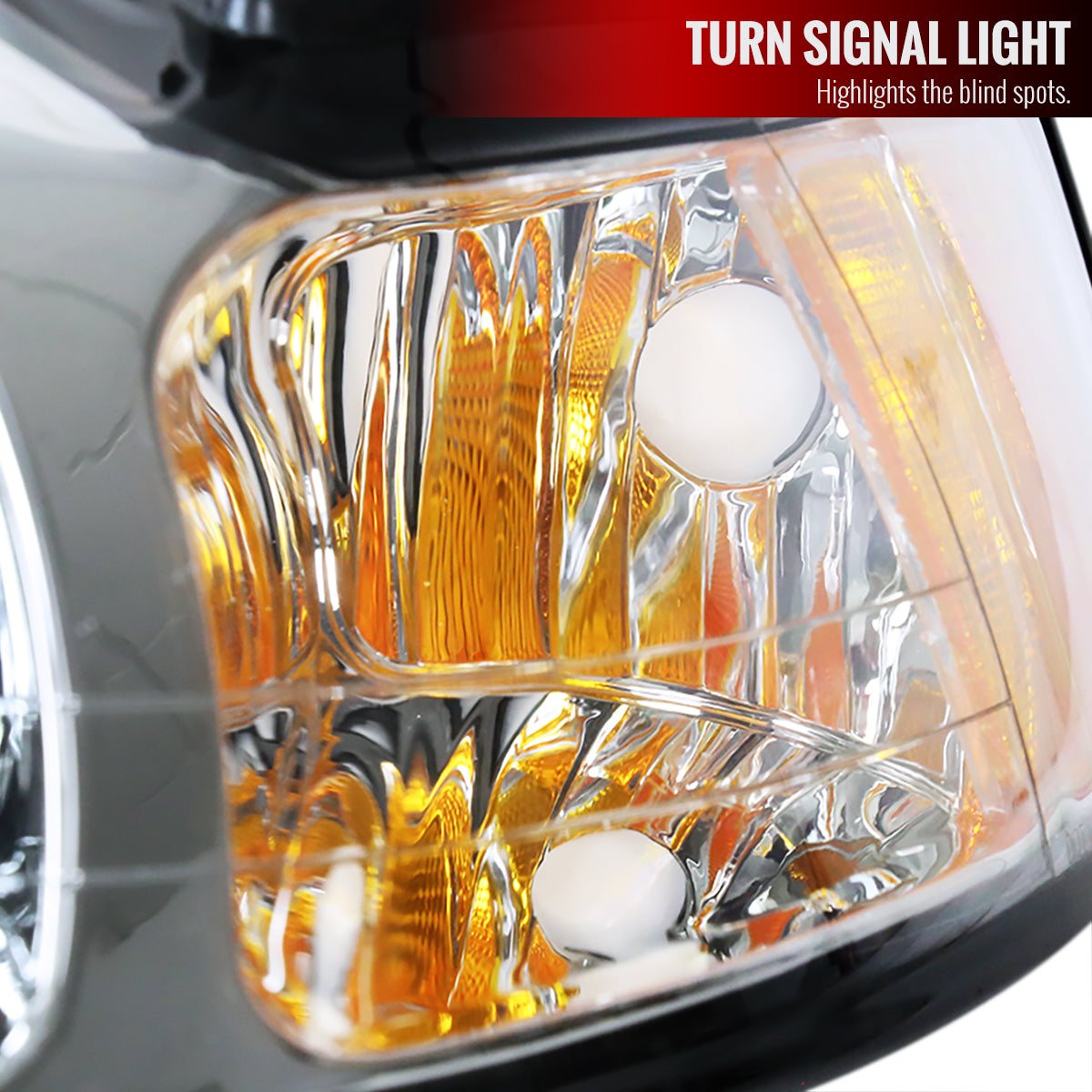 1999-2004 Ford Mustang New Edge Factory Style Headlights w/ Amber Reflectors (Chrome Housing / Clear Lens)
