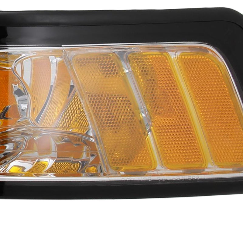 1999-2004 Ford Mustang New Edge Factory Style Headlights w/ Amber Reflectors (Chrome Housing / Clear Lens)