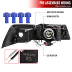1999-2004 Ford Mustang New Edge LED Bar Factory Style Headlights with Amber Reflector (Chrome Housing / Smoked Lens)