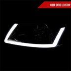 1999-2004 Ford Mustang New Edge LED Bar Factory Style Headlights with Amber Reflector (Chrome Housing / Smoked Lens)