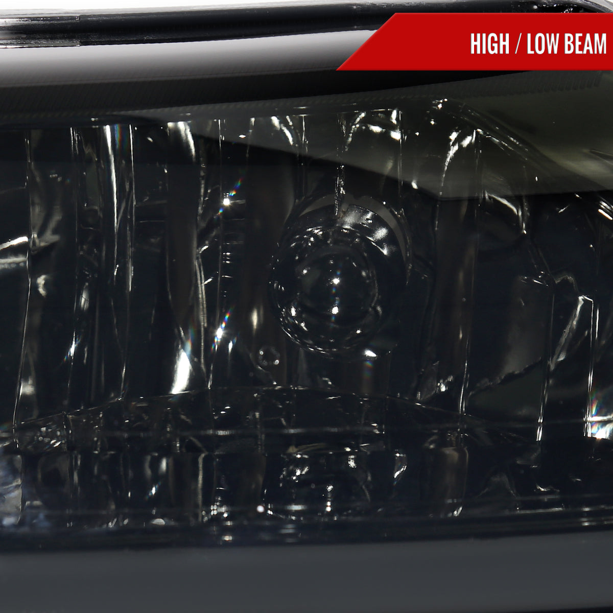 1999-2004 Ford Mustang New Edge LED Bar Factory Style Headlights with Amber Reflector (Chrome Housing / Smoked Lens)