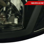 1999-2004 Ford Mustang New Edge LED Bar Factory Style Headlights with Amber Reflector (Chrome Housing / Smoked Lens)