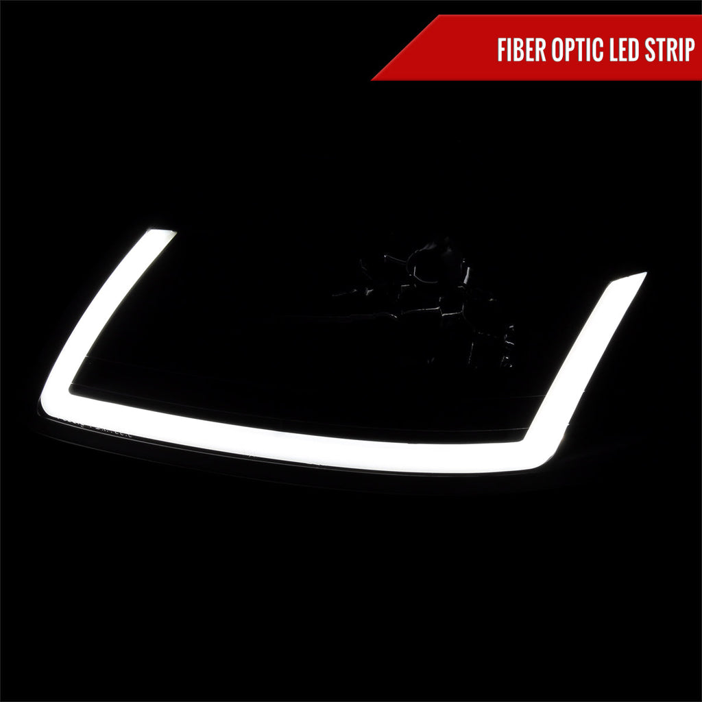 1999-2004 Ford Mustang New Edge LED Bar Factory Style Headlights with Amber Reflector (Matte Black Housing / Clear Lens)