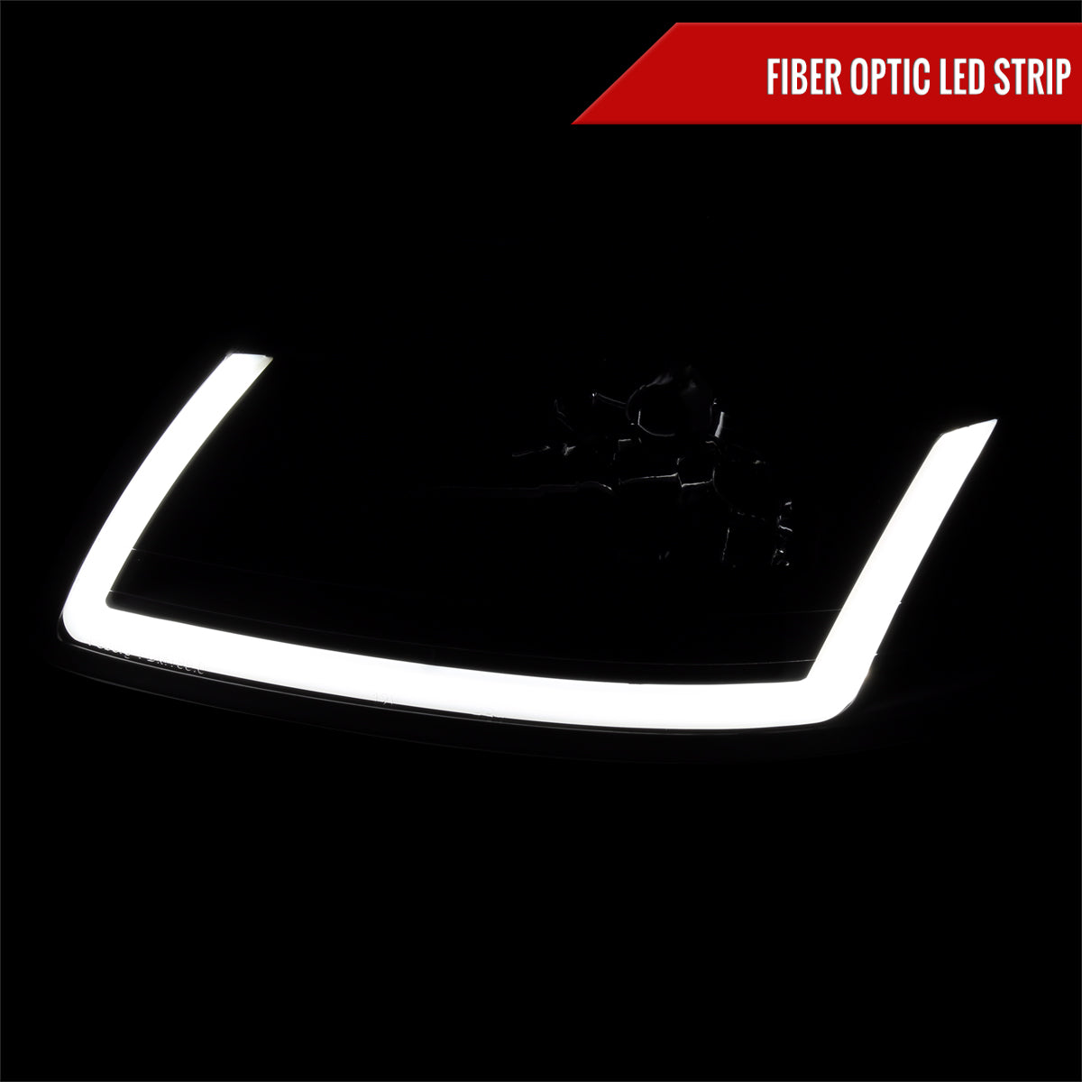 1999-2004 Ford Mustang New Edge LED Bar Factory Style Headlights with Amber Reflector (Matte Black Housing / Clear Lens)