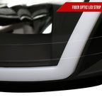 1999-2004 Ford Mustang New Edge LED Bar Factory Style Headlights with Amber Reflector (Matte Black Housing / Clear Lens)