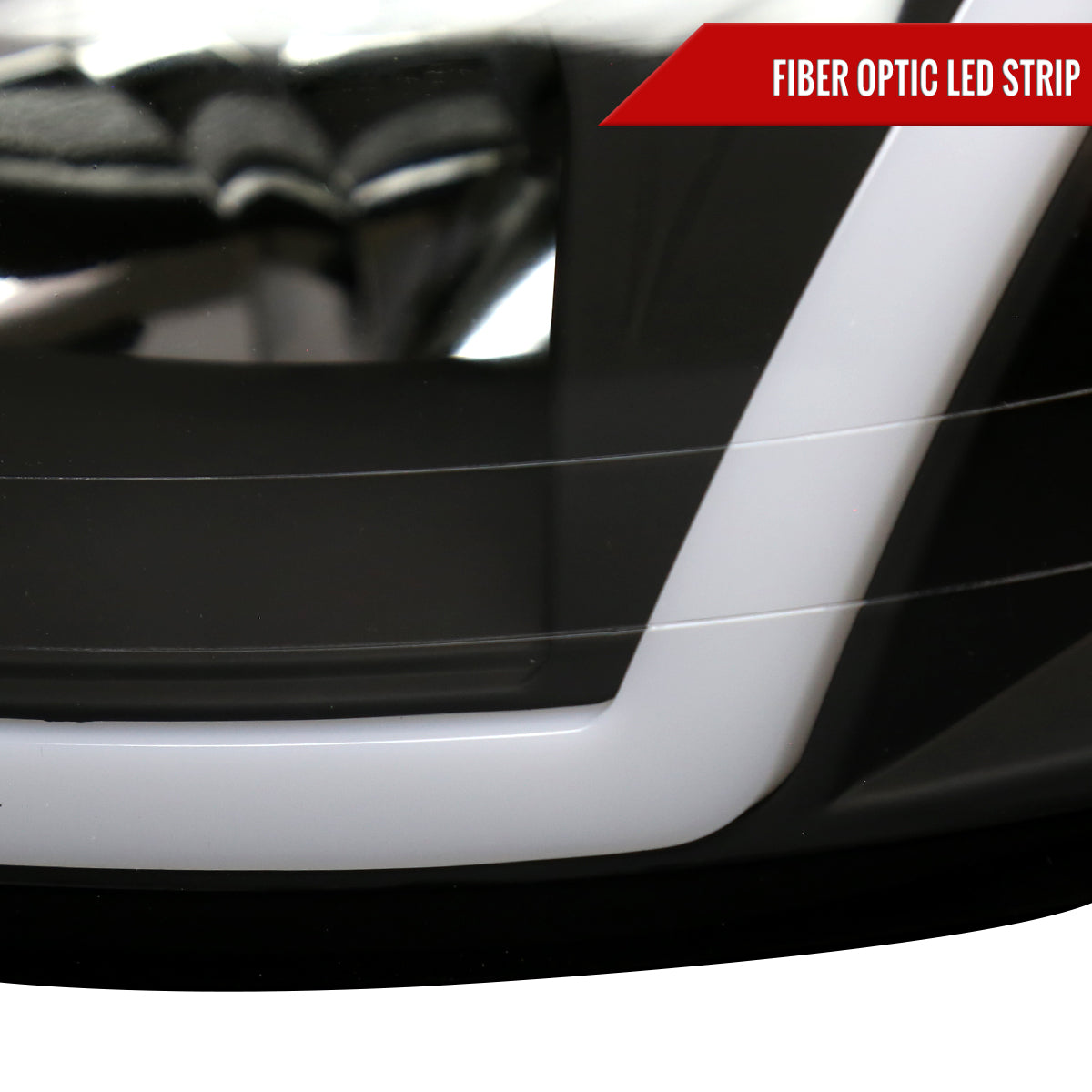 1999-2004 Ford Mustang New Edge LED Bar Factory Style Headlights with Amber Reflector (Matte Black Housing / Clear Lens)